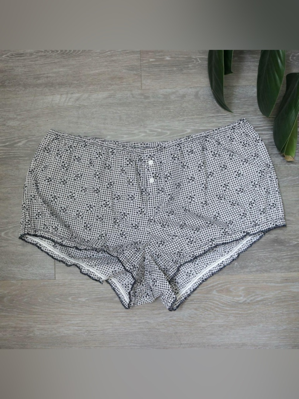 Pink by Frankies Bikinis sleepwear floral gingham shorts